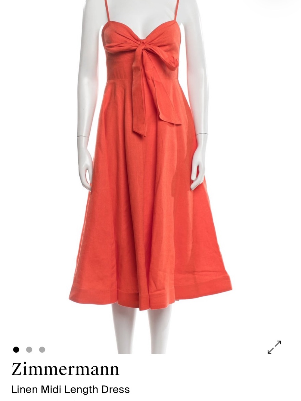 Zimmermann Coral-Red Linen Midi Skirt with Front Tie